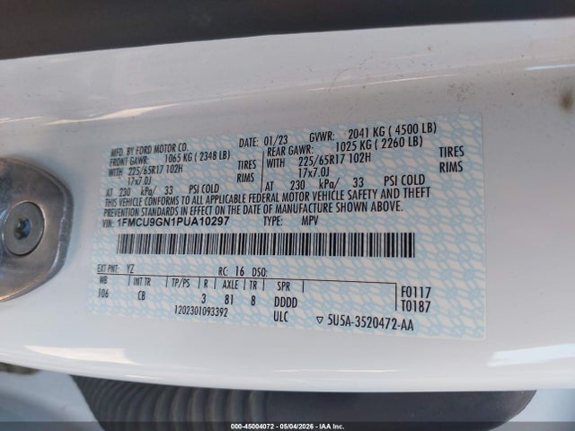 Aukcja sprzedaży 2023 Ford Escape Active, vin: 1FMCU9GN1PUA10297, numer aukcji: 45004072