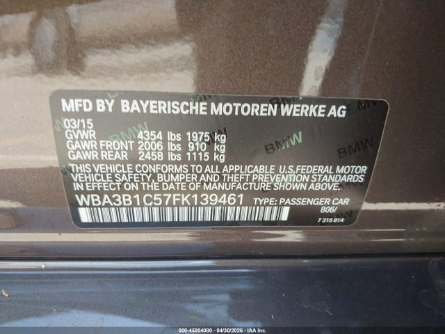 BMW 320 I 2015 WBA3B1C57FK139461 Image 9