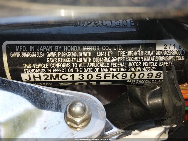 JH2MC1305FK900987 Honda Cmx250 C