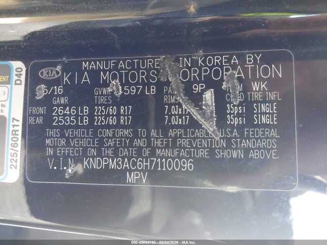 KNDPM3AC6H7110096 KIA Sportage Lx