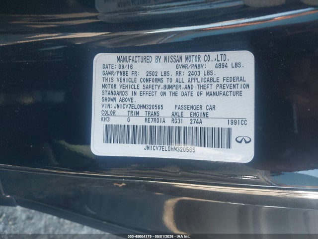 Продаж на аукціоні авто 2017 Infiniti Q60 2.0t, vin: JN1CV7EL0HM320565, номер лоту: 45004179