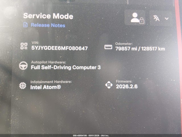 Продажа на аукционе авто 2021 Tesla Model Y Long Range Dual Motor All-wheel Drive, vin: 5YJYGDEE6MF080647, номер лота: 45004186