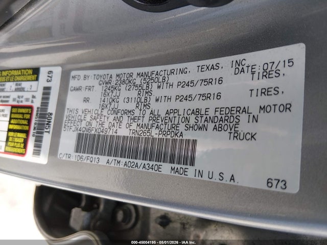 5TFJX4GN6FX049714 Toyota Tacoma Prerunner