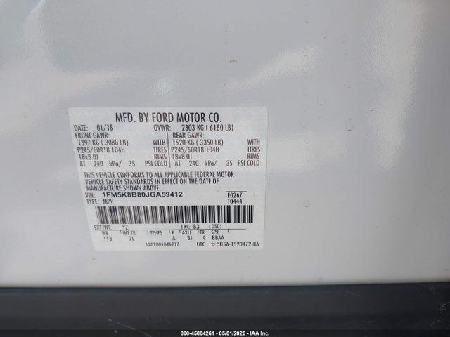 Ford Explorer 2018 1FM5K8B80JGA59412 Image 9