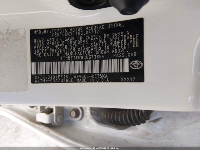Продажа на аукционе авто 2012 Toyota Camry Se, vin: 4T1BF1FK8CU573694, номер лота: 45004292