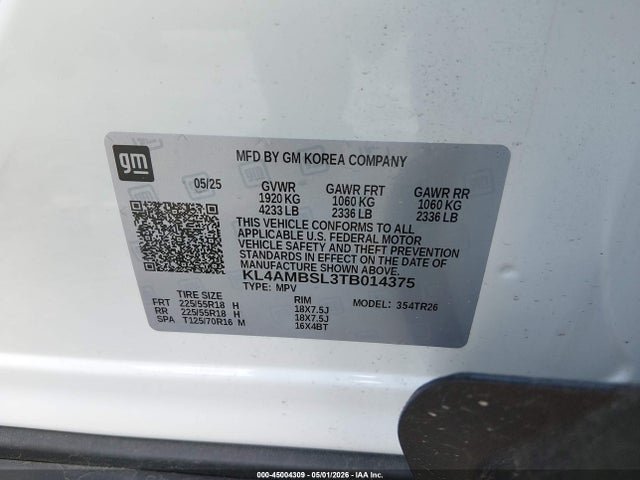 Продаж на аукціоні авто 2026 Buick Encore Gx Preferred Fwd, vin: KL4AMBSL3TB014375, номер лоту: 45004309