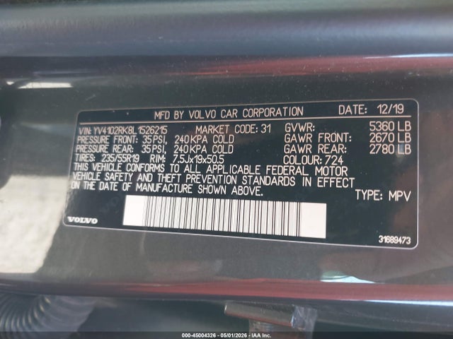 YV4102RK8L1526215 Volvo Xc60 T5 Momentum