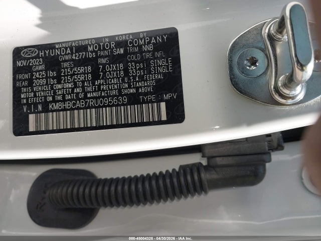 Aukcja sprzedaży 2024 Hyundai Kona Sel, vin: KM8HBCAB7RU095639, numer aukcji: 45004328