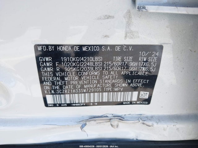 3CZRZ1H33SM729105 Honda Hr-v 2wd Lx