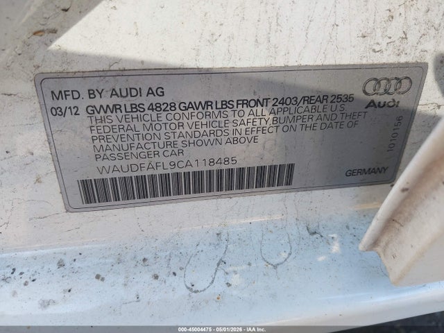 Aukcja sprzedaży 2012 Audi A4 2.0t Premium, vin: WAUDFAFL9CA118485, numer aukcji: 45004475