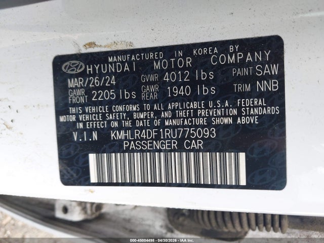 Aukcja sprzedaży 2024 Hyundai Elantra N Line, vin: KMHLR4DF1RU775093, numer aukcji: 45004498