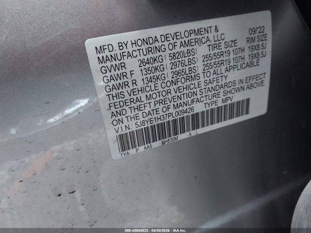 Aukcja sprzedaży 2023 Acura Mdx Standard, vin: 5J8YE1H37PL009426, numer aukcji: 45004523