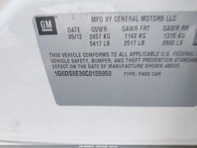 Aukcja sprzedaży 2012 Cadillac Cts Premium, vin: 1G6DS8E36C0155950, numer aukcji: 45004532