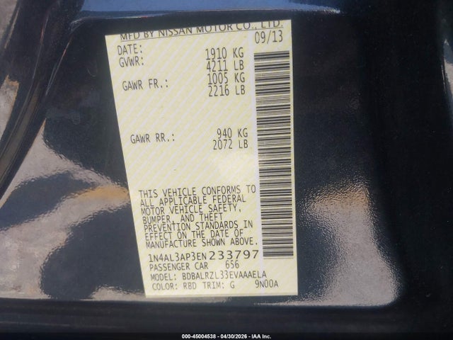 Nissan Altima 2.5 S 2014 1N4AL3AP3EN233797 Image 9