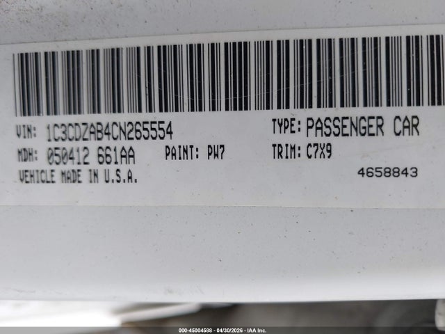 Продажа на аукционе авто 2012 Dodge Avenger Se, vin: 1C3CDZAB4CN265554, номер лота: 45004588