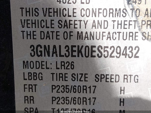 3GNAL3EK0ES529432 Chevrolet Captiva Sport Lt