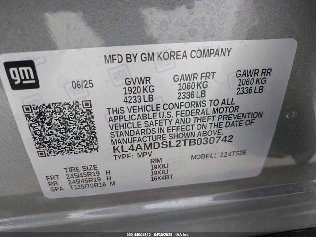 2026 Buick Encore Gx Sport Touring Fwd მანქანა იყიდება აუქციონზე, vin: KL4AMDSL2TB030742, აუქციონის ნომერი: 45004612