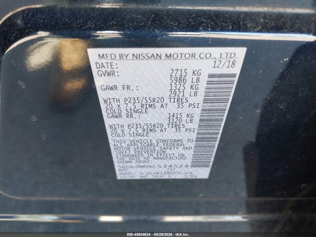 Продажа на аукционе авто 2019 Infiniti Qx60 Luxe, vin: 5N1DL0MM2KC534524, номер лота: 45004624