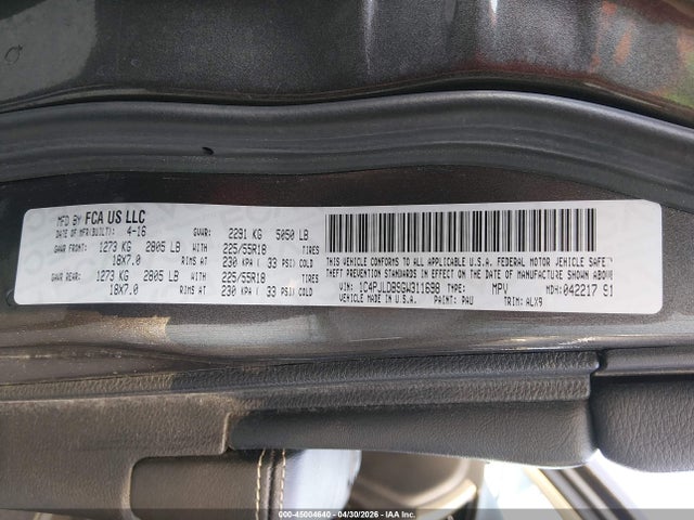 Aukcja sprzedaży 2016 Jeep Cherokee Limited, vin: 1C4PJLDB9GW311698, numer aukcji: 45004640
