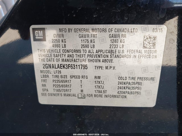 2GNALAEK3F6311795 Chevrolet EQUINOX LS