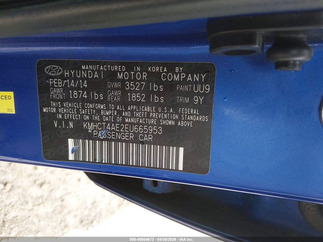 Hyundai ACCENT GLS 2014 KMHCT4AE2EU665953 Image 9