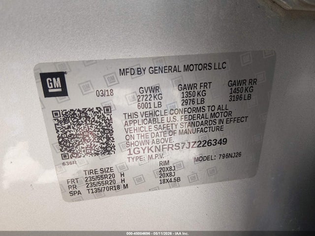 Продажа на аукционе авто 2018 Cadillac Xt5 Premium Luxury, vin: 1GYKNFRS7JZ226349, номер лота: 45004696