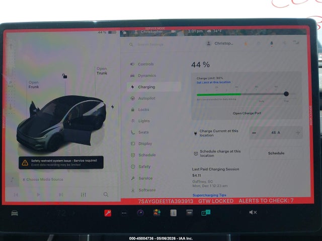 Aukcja sprzedaży 2026 Tesla Model Y All-wheel Drive/long Range Launch Series/premium All-wheel Drive, vin: 7SAYGDEE1TA393913, numer aukcji: 45004736
