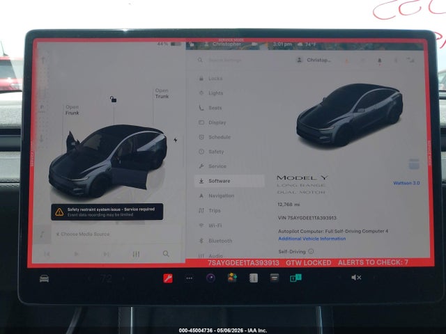 Aukcja sprzedaży 2026 Tesla Model Y All-wheel Drive/long Range Launch Series/premium All-wheel Drive, vin: 7SAYGDEE1TA393913, numer aukcji: 45004736