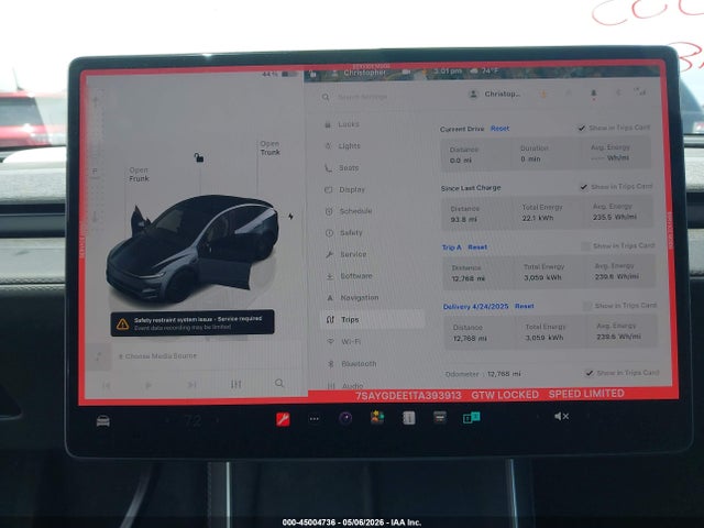 Aukcja sprzedaży 2026 Tesla Model Y All-wheel Drive/long Range Launch Series/premium All-wheel Drive, vin: 7SAYGDEE1TA393913, numer aukcji: 45004736