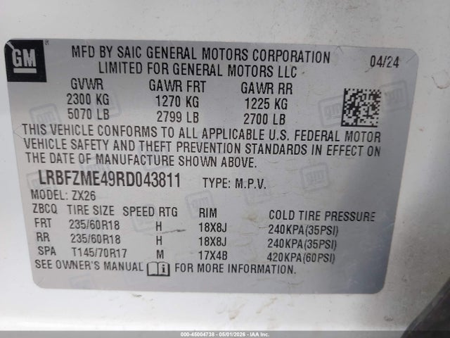 Продажа на аукционе авто 2024 Buick Envision Preferred Awd, vin: LRBFZME49RD043811, номер лота: 45004738