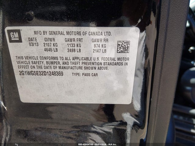 45004789 :رقم المزاد ، 2G1WG5E32D1248369 vin ، 2013 Chevrolet Impala Lt مزاد بيع