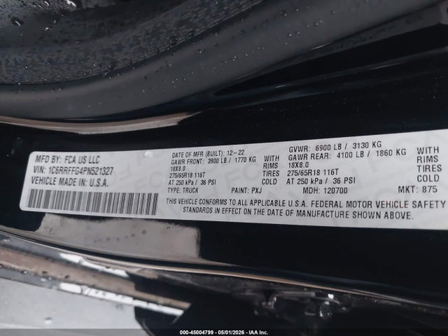Продажа на аукционе авто 2023 Ram 1500 Big Horn  4x4 5'7 Box, vin: 1C6RRFFG4PN521327, номер лота: 45004799