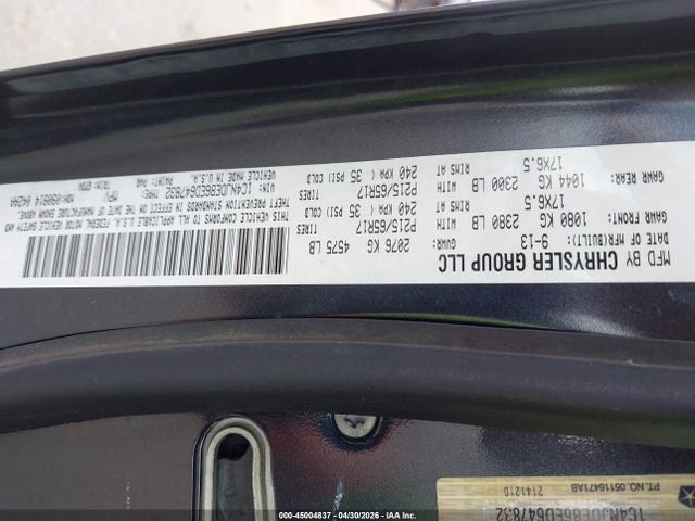 Продаж на аукціоні авто 2014 Jeep Compass Latitude, vin: 1C4NJDEB6ED647832, номер лоту: 45004837
