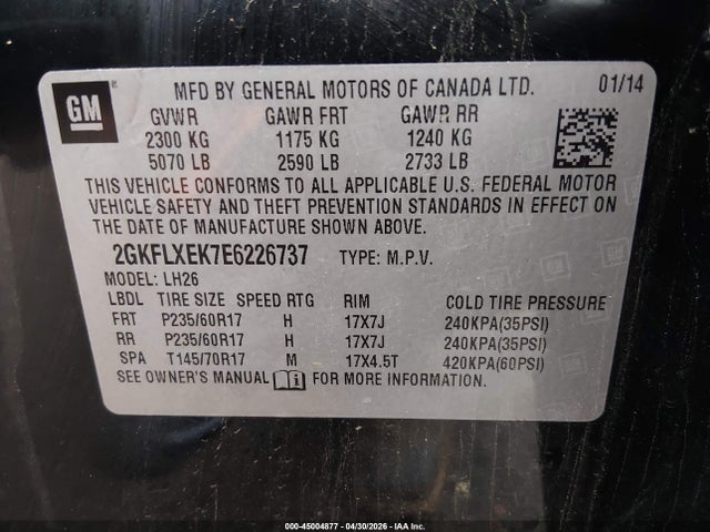 Продажа на аукционе авто 2014 Gmc Terrain Slt-1, vin: 2GKFLXEK7E6226737, номер лота: 45004877