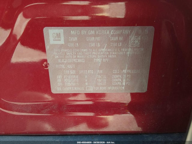 Продаж на аукціоні авто 2015 Buick Encore, vin: KL4CJASB4FB236933, номер лоту: 45004909
