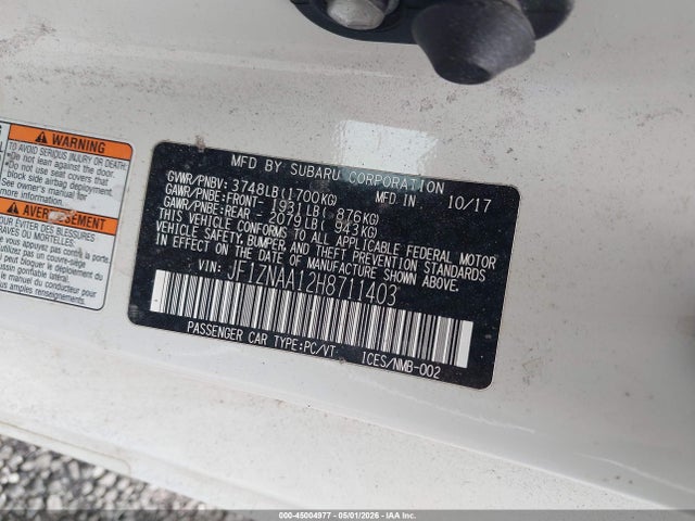 45004977 :رقم المزاد ، JF1ZNAA12H8711403 vin ، 2017 Toyota 86 مزاد بيع
