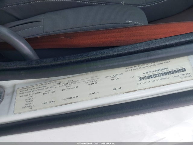 Продажа на аукционе авто 2016 Volvo Vn Vnl, vin: 4V4NC9EH0GN958394, номер лота: 45005009