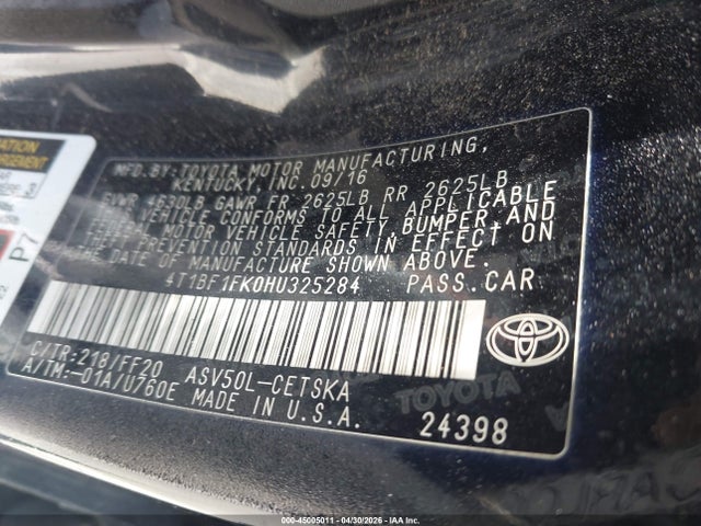 4T1BF1FK0HU325284 Toyota Camry Le/se/xle/xse