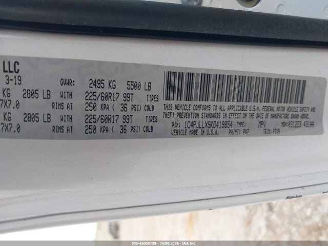 1C4PJLLX9KD419854 Jeep Cherokee Latitude Plus Fwd