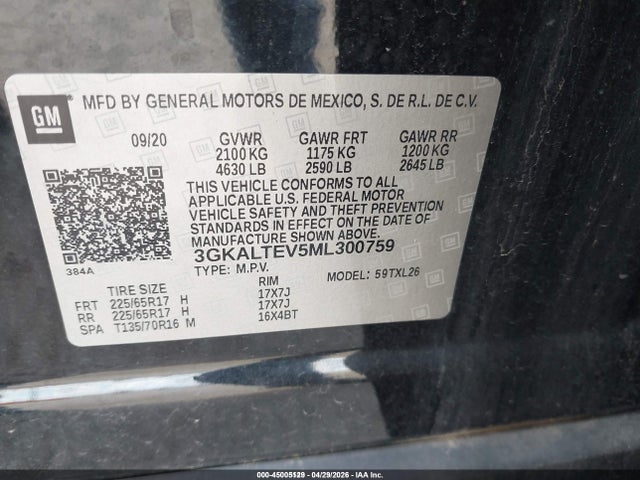 Aukcja sprzedaży 2021 Gmc Terrain Awd Sle, vin: 3GKALTEV5ML300759, numer aukcji: 45005129