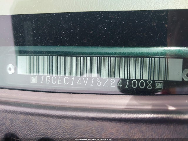 45005130 :رقم المزاد ، 1GCEC14V13Z241008 vin ، 2003 Chevrolet Silverado 1500 Ls مزاد بيع