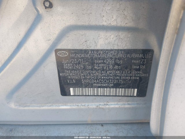 Продажа на аукционе авто 2012 Hyundai Sonata Gls, vin: 5NPEB4AC5CH323175, номер лота: 45005139