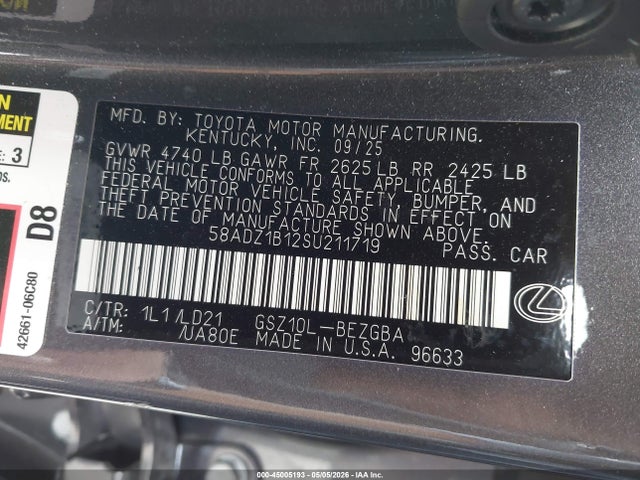 Lexus ES 350 2025 58ADZ1B12SU211719 Image 9