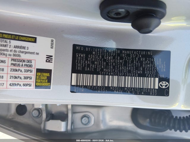 Продаж на аукціоні авто 2024 Toyota Corolla Se, vin: 5YFP4MCE0RP199958, номер лоту: 45005205