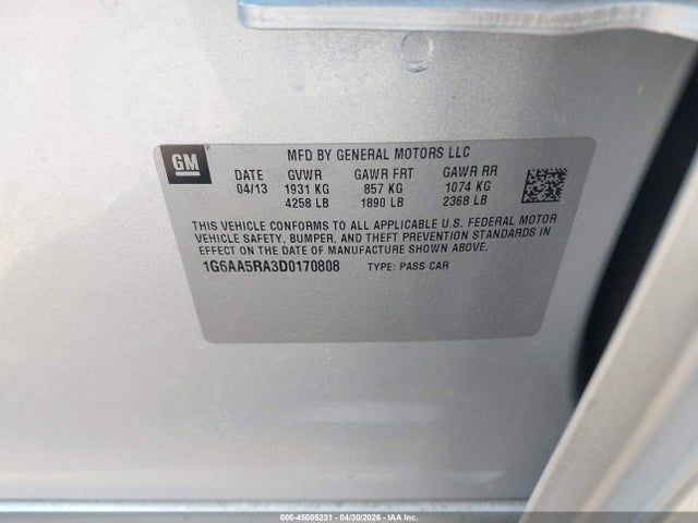 Aukcja sprzedaży 2013 Cadillac Ats Standard, vin: 1G6AA5RA3D0170808, numer aukcji: 45005231