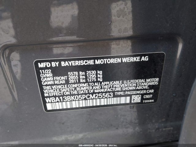 Продаж на аукціоні авто 2023 Bmw M550 I Xdrive, vin: WBA13BK05PCM25563, номер лоту: 45005242