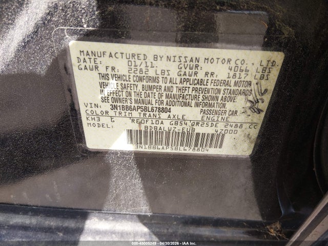 Продажа на аукционе авто 2011 Nissan Sentra Se-r, vin: 3N1BB6AP5BL678804, номер лота: 45005249