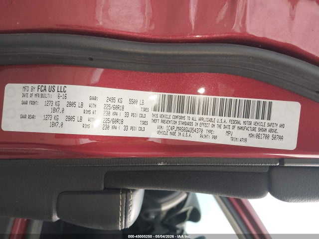 2016 Jeep Cherokee Altitude მანქანა იყიდება აუქციონზე, vin: 1C4PJMAS0GW354370, აუქციონის ნომერი: 45005250