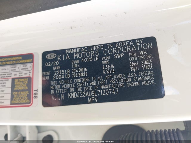 Aukcja sprzedaży 2020 Kia Soul Lx, vin: KNDJ23AU9L7120747, numer aukcji: 45005290