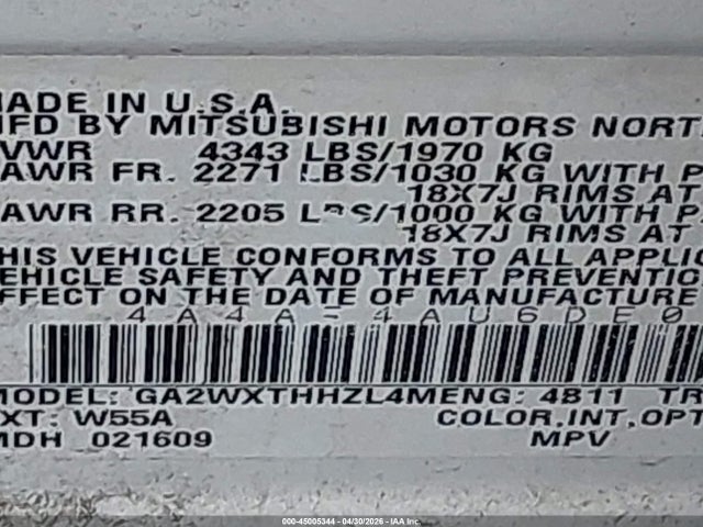 45005344 :رقم المزاد ، 4A4AR4AU6DE015977 vin ، 2013 Mitsubishi Outlander Sport Se مزاد بيع